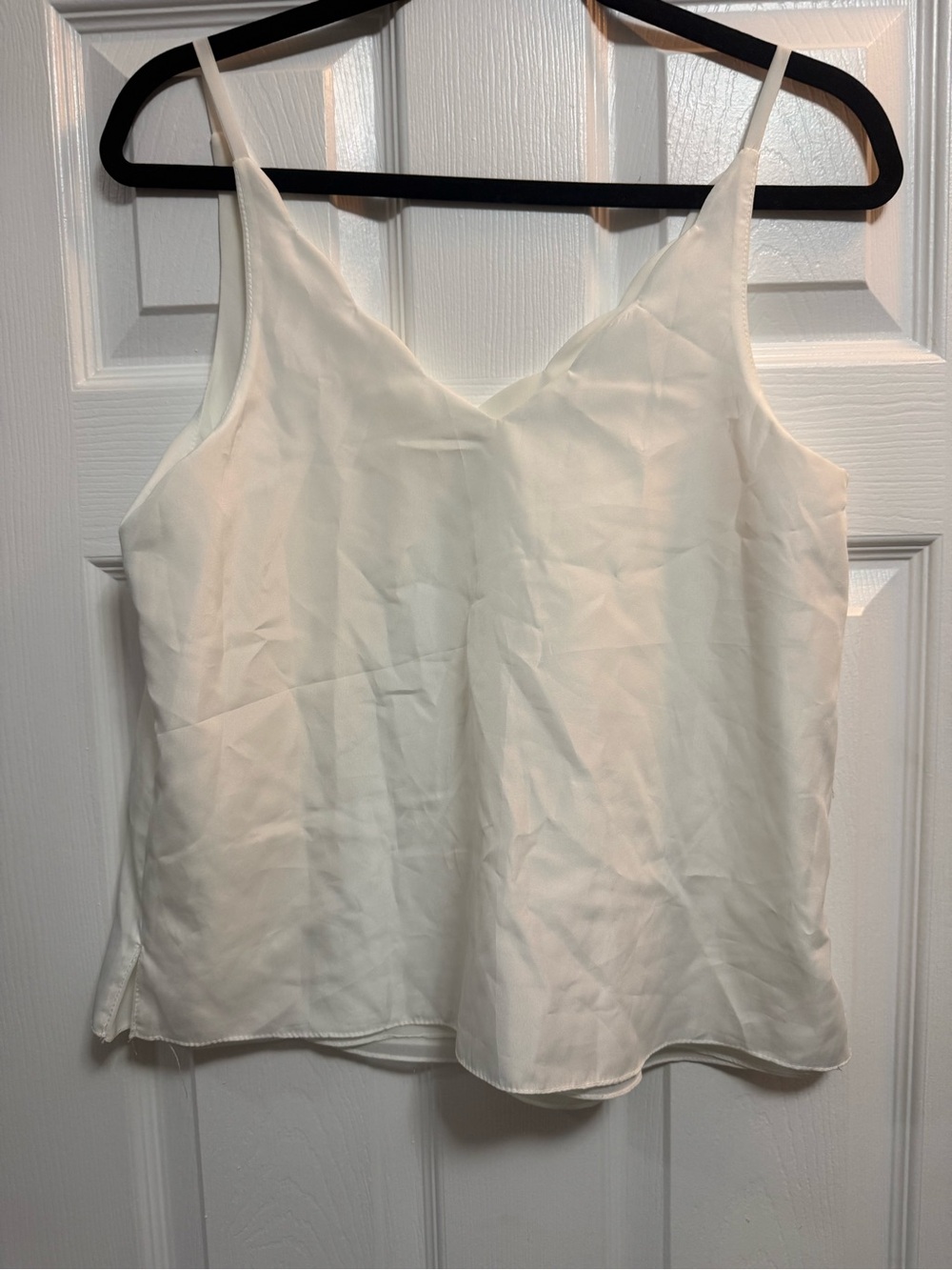 Classic White Satin V-Neck Camisole